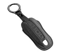 Car Key Case Cover For Porsche For Panamera For Cayenne 971 911 9YA For Macan For Boxster 3 Buttons Suede Key Shell Fob CLVCCZTZGW(Black A1)