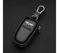 Car Key Case for Bentley Continental GT Flying Spur Bentayga Mulsanne Arnage Leather Zipper Remote Key Case Cover Car Key Box Badge Decorative Accessories,B