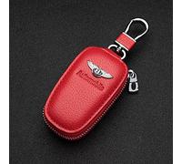 Car Key Case for Bentley Continental GT Flying Spur Bentayga Mulsanne Arnage Leather Zipper Remote Key Case Cover Car Key Box Badge Decorative Accessories,E
