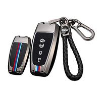 Car Key Case - Key Fob Cover & Protector fit for Ford Fusion Mustang Explorer F150 F250 EcoSport Edge S-MAX Ranger Lincoln Mondeo Zinc Alloy Leather Remote Waterproof Car Key Cover Cases Holder