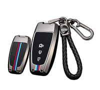Car Key Case - Key Fob Cover & Protector fit for Ford Fusion Mustang Explorer F150 F250 EcoSport Edge S-MAX Ranger Lincoln Mondeo Zinc Alloy Leather Remote Waterproof Car Key Cover Cases Holder