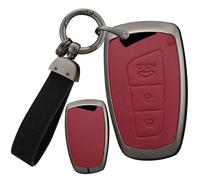 Car Key Case - Key Fob Cover & Protector fit for Hyundai Genesis Santa Fe Equus Azera IX45 Key Fob Zinc Alloy Leather Remote Waterproof Car Key Cover Cases Holder