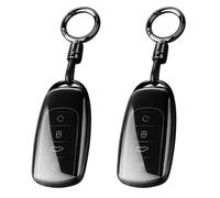 Car Key Cover, 2 Pack Transparent Black Key Fob Cover with Ring Clips, Protective Case for most models, Durable Key Holder for Daily Protection and Signal Strength