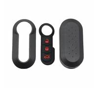 Car Key Cover 3 Button Remote Key Shell Case with Colorful Silicone Pad For Fiat 500 Panda Punto Bravo Doblo Ducato Car Accessories-casewithblackred pad