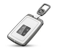 Car Key Cover Case for Renault, 4 Buttons Remote Key Card Case for Renault, Zinc Alloy Keyless Smart Card Case Holder Fit to Renault Clio Megane Kadjar Talisman Captur Espace Dacia (White)