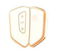 Car Key Cover Fashion TPU Car Key Case For VW For Golf 8 MK8 ID.3 ID.4 For Cupra For Skoda For Octavia A8 For SEAT For Leon MK4 For Formentor For Tarraco Key Cover PYPFQUMQGR(White gold)
