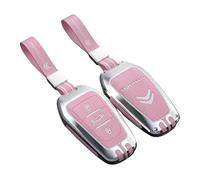 Car Key Cover for Citroen DS3 2014 2015 2016, Car Key Shell Car Remote Key Cover 360 Degree Anti-Lost and Scratch-Resistant Car Key Case Protector with Keychain Accessories,A-Pink