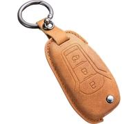 Car Key Cover for Ford Focus Wagon 2018-2021, Leather Folding Key Fob Cover Shell with Keychain Remote Control Flip Key Fob Replacement Car Accessories,B-Orange-1