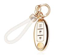 Car Key Cover for Nissan 3 Button Soft TPU Key Fob Cover with Keychain Lanyard Car Key Protector Case Car Key Shell for Nissan Qashqai Tiida Juke 350Z Murano Micra Pathfinder Note Kicks X-Trail