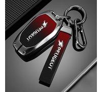 Car Key Cover for Peugeot Partner Van 2019-2023, Key Fob Cover Remote Protective Key Case Leather Key Fob Protector with Keychain Key Fob Case Shell Replacement Key Fob Holder,A-Red