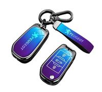 Car Key Cover for Peugeot Partner Van Long 2019-2023, Car Key Fob Case Remote Control Car Key Shell With Keychain Key Protection Case Replacement Accessories,Blue-B