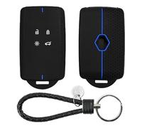 Car Key Cover for Renault, 4 Button Car Key Card Case Soft TPU Silicone Key Fob Cover Compatible with Clio Megane Koleos Kadjar Captur Espace Dacia Duster (Blue)