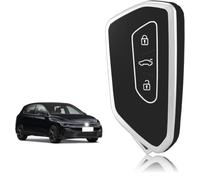 Car Key Cover for Seat Ateca 2016-2024, Premium Remote Fob Protector Shell Case Anti Scratch Auto Interior Styling Accessories,Black Silver