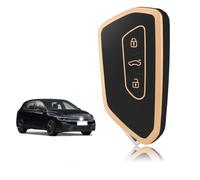 Car Key Cover for Seat Ateca 2016-2024, Premium Remote Fob Protector Shell Case Anti Scratch Auto Interior Styling Accessories,Black Gold