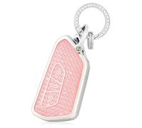Car Key Cover for Volkswagen VW Golf 8/ MK8/ Cupra/ Formentor/ Born/ Tarraco, 3 Button Car Key Case Cover, Soft TPU Protective Key Fob Shell Cover with Keychain - Pink Silver
