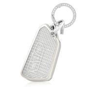 Car Key Cover for Volkswagen VW Golf 8/ MK8/ Cupra/ Formentor/ Born/ Tarraco, 3 Button Car Key Case Cover, Soft TPU Protective Key Fob Shell Cover with Keychain - White Silver