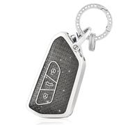Car Key Cover for Volkswagen VW Golf 8/ MK8/ Cupra/Formentor/Born/Tarraco, 3 Button Car Key Case Cover, Soft TPU Protective Key Fob Shell Cover with Keychain - Black Silver
