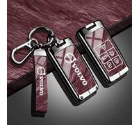 Car Key Cover for Volvo V40 Cross Country 2016-2020, Car Key Fob Case Remote Control Car Key Shell With Keychain Key Protection Case Replacement Accessories,Red-B