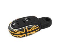 Car Key Cover Key Case Keychain Smart Remote Fob Shell Compatible with Mini Cooper After 2014 Third Generation F Series F54 F55 F56 F57 F60 PJ01 (Key Shell Type A, Gold Union Jack)
