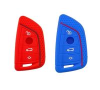 Car Key Cover Key Holder Case Cover Shell Silicone For BMW X1 X2 X3 X5/X6 2 3 5 6 7 2016 4 Button For Smart Keys 2 Pcs/lot-1red 1blue