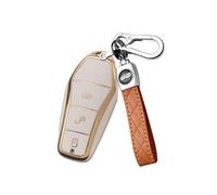 Car Key Cover Keyring Fit for BYD Han Ev Qin Plus Atto 3 Dolphin Second Song Pro dmi Tang Dm MAX Yuan Seal E9,Key Case Key Fob Accessories,Beige-B