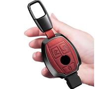 Car Key Cover Leather, Fit for A B C E K G R 3 class AMG CL CLA CLK GLA GLB GLC GLE W164 / W176 /W204 Buttons Key Fob Protector (B-red)