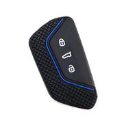 Car Key Cover Silicone Car 3 Button Key Cases Cover Protection For VW For Golf 8 Mk8 GTI GTD R ID3 ID4 ID.4XCROZZ ID.6X 2020 2021 Accessories PYPFQUMQGR(Blue Line)