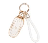 Car Key Cover with Keychain for Tesla, 3 Buttons Soft TPU Keys Shells Car Key Cover Compatible with Tesla Model 3 Model S Model Y