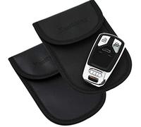Car Key Faraday Pouch 2 Pack | Anti Theft Key Pouch & RFID Blocker | Signal Blocking Pouch for Keyless Car Keys | Faraday Keyless Entry Protector Case (Black)