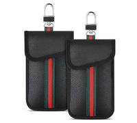 car key fob case 2-Pack Faraday Pouch for Car Keys - 15x9cm RFID Signal Blocking Bag, Anti-Theft PU Leather Key Fob Cover (Universal Fit)