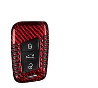 car key fob case Carbon FIber Smart Car Key Fob Case Cover Holder for Passat for Tiguan for Atlas for Golf Alltrack 2023 2024 With Keychain(CUT RED)