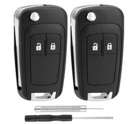 Car Key Fob Case Cover Shell Replacement Compatible with Opel Vauxhall Astra Insignia Mokka Corsa Adam Karl, Chevrolet Aveo Cruze Captiva Spark - 2 Buttons Key Repair Kit (2 Pack)
