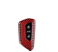 car key fob case Styling Mouldings for Key Case Shell, Carbon Fiber Key Fob Cover for ID.4 for Golf 8 K8 for GTI ID.3 for Seat Leon(CUT RED)