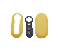 Car Key Fob Cases For 500 For Panda For Punto For Bravo Plastic Key Case With Rubber Key Pad 3 Buttons Flip Key Shell Cover(Yellow)