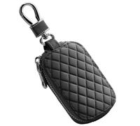 Car Key Fob Cover for Ford Tourneo, Custom, Courier, Capri, PUMA, Gen-E, Explorer EV 2024-2025, Waterproof Leather Key Case, Zippered Full Protection Key Holder, Anti-scratch Pouch ,Black