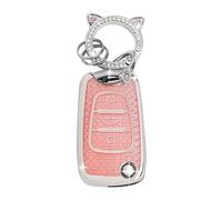 Car Key Fob Cover For Hyundai Keys, Car Key Case TPU with Diamond Cute Keychain Compatible with Hyundai i10 i20 i30 i40 ix20 ix30 ix35 Elantra Avante Kia Sportage Rio Ceed Picanto(Pink)