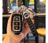 Car Key Fob for Hyundai i10,Automotive Remote Case Fashion Key Holder Key Shell for Men Women Cool Key Protection Cover Car Decorative Accessories,E-Black