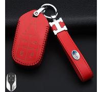 Car Key Fob Leather Case Cover for Maserati Ghibli Levante Quattroporte GT GC Remote Key Pouch Bag Metal Hook Car Emblem Accessories,C