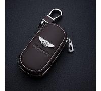 Car Key Pouch for Bentley Continental GT Flying Spur Bentayga Mulsanne Leather Remote Case Car Key Cover Key Holder Hook Badge Decorative Accessories,C