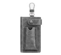 Car Key Pouch for Ford Transit Custom Crew Cab Manual 2024-, PU Leather Key Fob Case Shells, Keys Cover Holder Zipper Protection Security Bag, Car Accessories,Grey