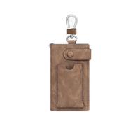 Car Key Pouch for Peugeot 2008 II Active/2008 GT/2008 Active Business 2019-2025, PU Leather Key Fob Case Shells, Keys Cover Holder Zipper Protection Security Bag, Car Accessories,Coffee