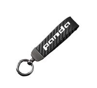 Car Keychain for Fiat Panda, Carbon Fiber Leather Keyring with 360°Rotatable Swivel Anti-Lost D ring Car Accessories