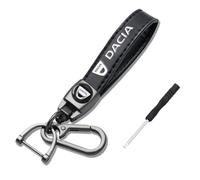 Car Keyring for Dacia Sandero I Stepway 2009-2020, Leather Keychain Strap with Anti-lost D-Ring,Leather Car Key chain for Men and Women Car Accessories,Bla-ck-L