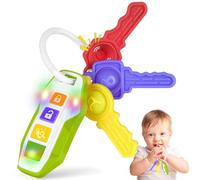 Car Keys Teething Toys for Baby - Baby Key Teether Infant Chew Toy,Sensory Learning & Fine Motor Skills Baby Toys with Music & Lights,Toddlers Educational Gift/Travel Toys for Boys & Girls (Green)