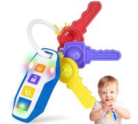 Car Keys Teething Toys for Baby - Baby Key Teether Infant Chew Toy,Sensory Learning & Fine Motor Skills Baby Toys with Music & Lights,Toddlers Educational Gift/Travel Toys for Boys & Girls (Blue)