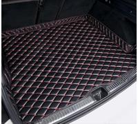 Car Leather Boot Liner Mats for Audi Q8 2018 2019 2020 2021 2022 2023, Car Boot Liner with Raised Edges, Auto Rear Trunk Carpet Protector Pad Custom Waterproof Accessories,D Black+Red