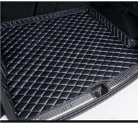 Car Leather Boot Liner Mats for Audi Q8 2018 2019 2020 2021 2022 2023, Car Boot Liner with Raised Edges, Auto Rear Trunk Carpet Protector Pad Custom Waterproof Accessories,C Black+Blue