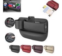 Car Leather Cup Holder Gap Bag Seat Gap Storage Box Adjustable Car Seat Storage Box Leather Cup Holder Gap Bag with Cup Holder for Phones Glasses Keys Cards (Black,Driver's Seat)