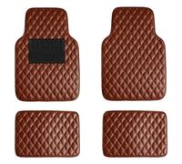 Car Leather Floor Mats for Peugeot 208 e-208 e208 P21 2019-2022, 4Pcs Custom Automotive Non-Slip Carpets, Front Rear Row Foot Cargo Liners Pads Protection Accessories, B/Brown