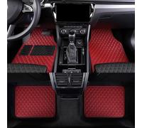 Car Leather Floor Mats for Renault Symbioz E Tech Full Hybrid 2024-2025, 4Pcs Custom Automotive Non-Slip Carpets, Front Rear Row Foot Cargo Liners Pads Protection Accessories, B/Red